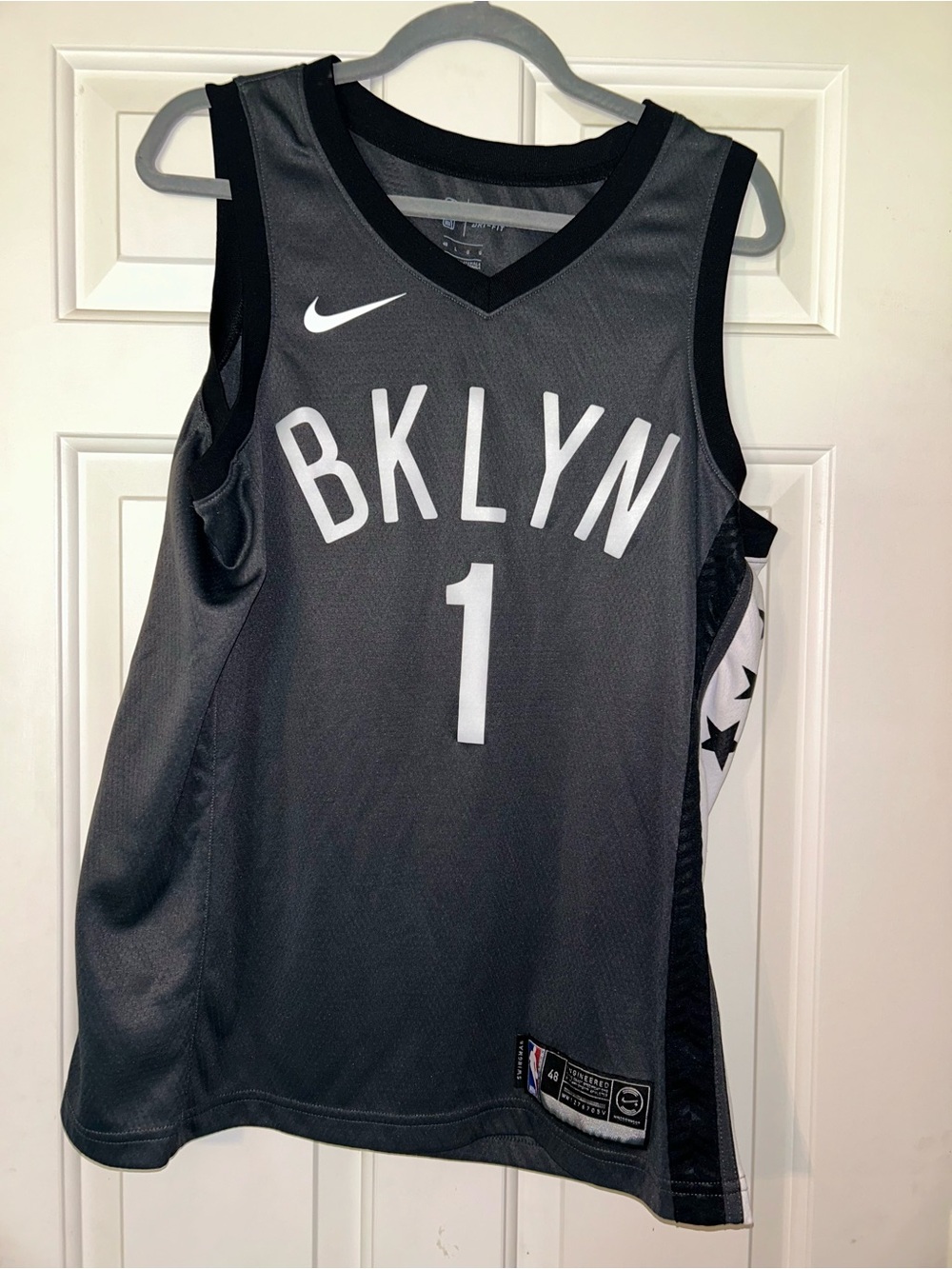 Nike BKLYN #1 Russell Black Basketball Jersey